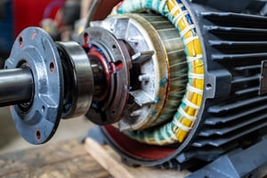 Close-up view of industrial electric motor 