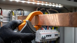 Testing electrical busbar in industrial distribution panel