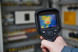 Thermal camera image of an MV drive cabinet